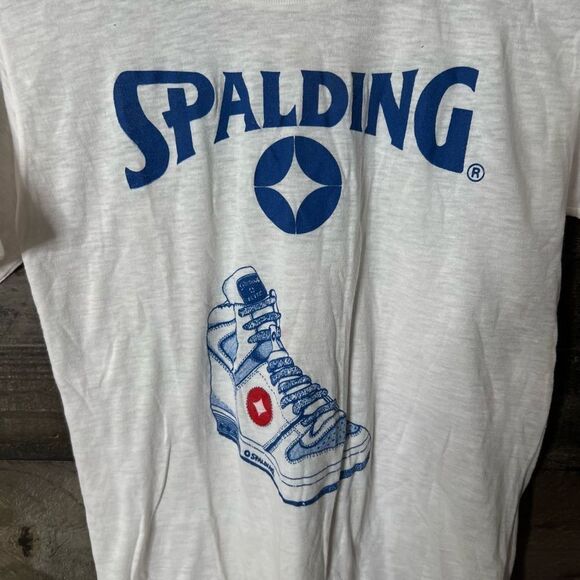 VTG 80s Spalding Shoe T Shirt Medium - Picture 2 of 4
